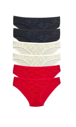 6 Adet Önü Dantelli Transparan Kadın Slip Külot S116