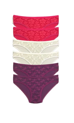 6 Adet Önü Dantelli Transparan Kadın Slip Külot S130