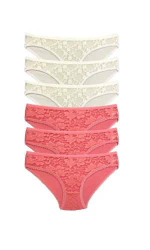 6 Adet Önü Dantelli Transparan Kadın Slip Külot S35