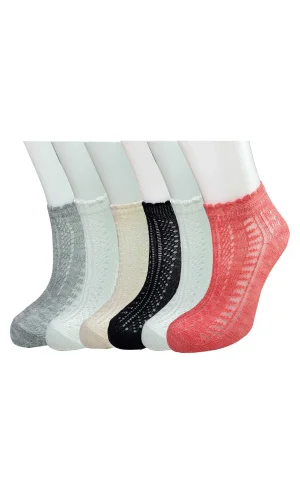 6 Adet Örgü İşlemeli Kadın Fantezi Bilek Çorap