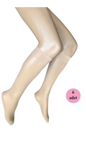 6 Adet Parlak Dizaltı Kadın Çorap 15 Denye Sahra 51