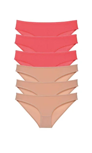 6 adet Süper Eko Set Likralı Kadın Slip Külot Fuşya Ten