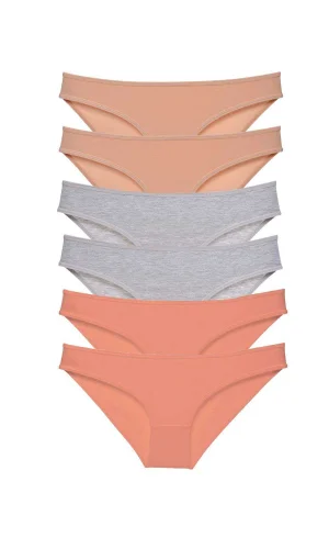 6 adet Süper Eko Set Likralı Kadın Slip Külot Ten Gri Pudra