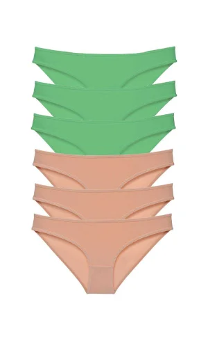 6 adet Süper Eko Set Likralı Kadın Slip Külot Yeşil Ten