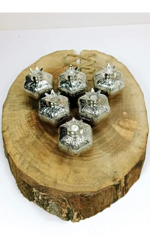 6 Lı Mini Eskitme Osmanlı Temalı Açık Renk Nar Lokumluk Sunum