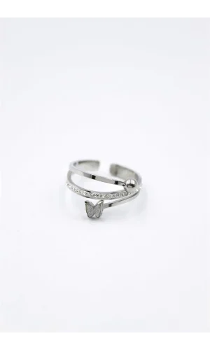 6lı Taşlı Kelebek Yüzük - Gümüş