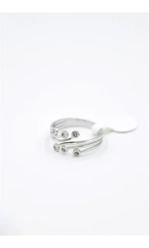 6lı Taşlı Salyangoz Yüzük - Gümüş