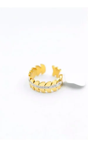 6lı Taşlı Yaprak Yüzük - Altın