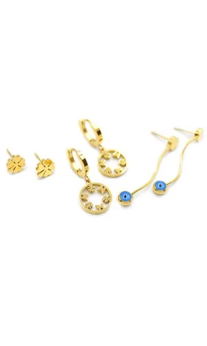 6lı Yonca Küpe - Altın