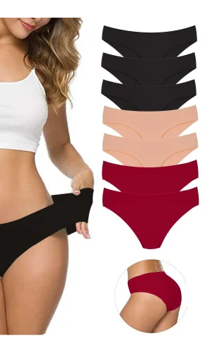 7 Adet Kadın Dikişsiz Lazer Kesim Esnek İz yapmayan Külot S9