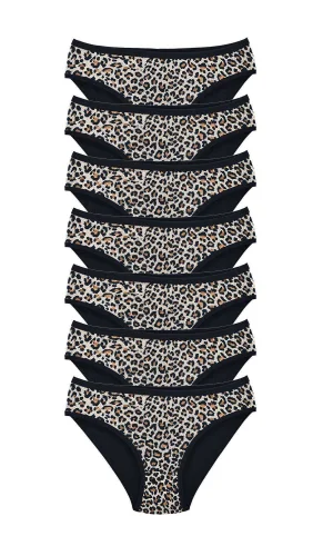 7 Adet Leopar Desenli Likralı Yumuşak Dokulu Kadın Slip Külot