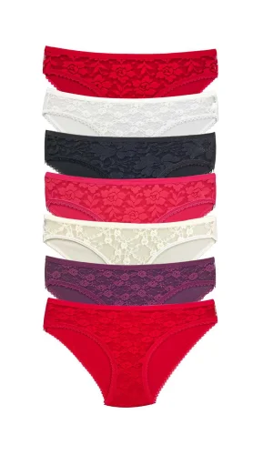 7 Adet Önü Dantelli Transparan Kadın Slip Külot S1