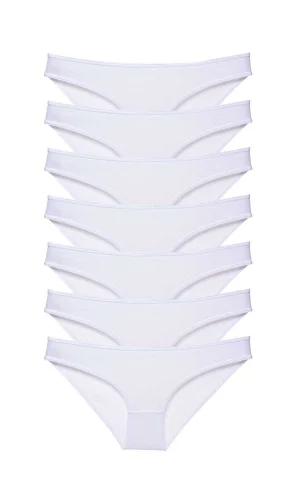 7 adet Süper Eko Set Likralı Kadın Slip Külot Beyaz