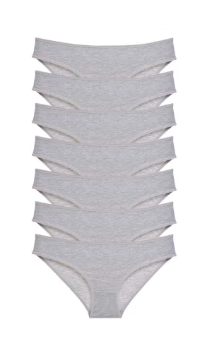 7 adet Süper Eko Set Likralı Kadın Slip Külot Gri