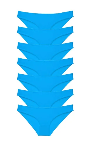 7 adet Süper Eko Set Likralı Kadın Slip Külot Mavi