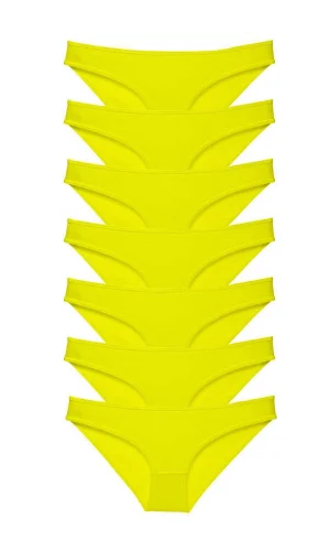 7 adet Süper Eko Set Likralı Kadın Slip Külot Sarı