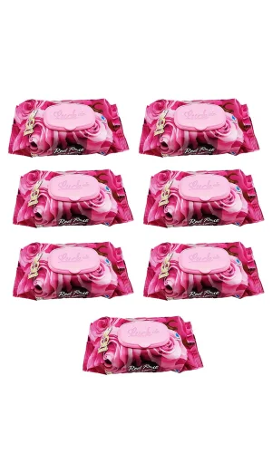 7 Paket Red Rose Islak Havlu Mendil 90 Adet Kapaklı Gül Kokulu