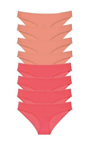 8 adet Eko Set Likralı Kadın Slip Külot Pudra Fuşya