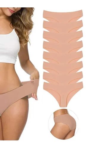 8 Adet Kadın Dikişsiz Lazer Kesim Esnek İz yapmayan Külot Ten