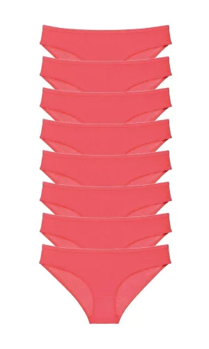 8 adet Süper Eko Set Likralı Kadın Slip Külot Fuşya