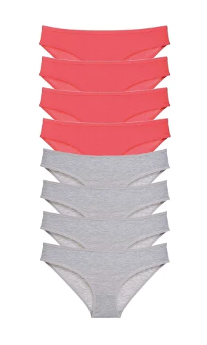 8 adet Süper Eko Set Likralı Kadın Slip Külot Fuşya Gri