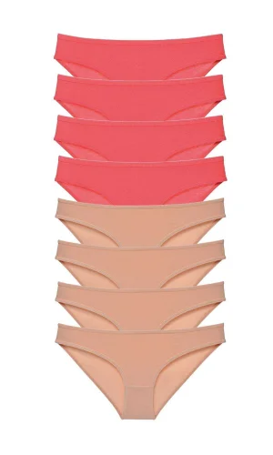 8 adet Süper Eko Set Likralı Kadın Slip Külot Fuşya Ten