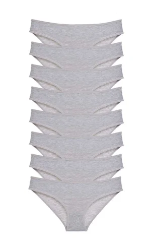 8 adet Süper Eko Set Likralı Kadın Slip Külot Gri