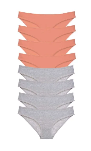 8 adet Süper Eko Set Likralı Kadın Slip Külot Pudra Gri