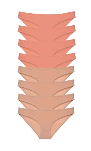 8 adet Süper Eko Set Likralı Kadın Slip Külot Pudra Ten