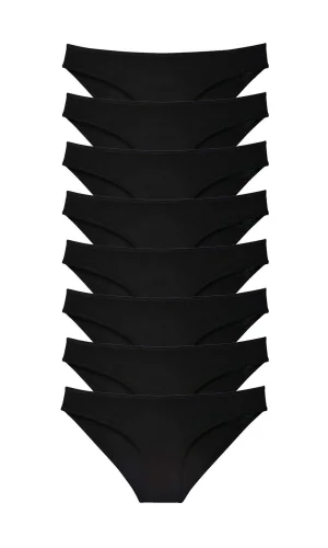 8 adet Süper Eko Set Likralı Kadın Slip Külot Siyah