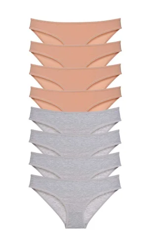 8 adet Süper Eko Set Likralı Kadın Slip Külot Ten Gri