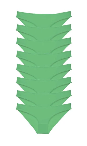 8 adet Süper Eko Set Likralı Kadın Slip Külot Yeşil