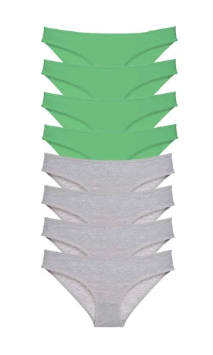 8 adet Süper Eko Set Likralı Kadın Slip Külot Yeşil Gri