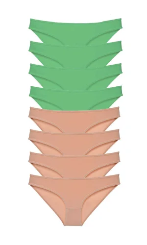 8 adet Süper Eko Set Likralı Kadın Slip Külot Yeşil Ten