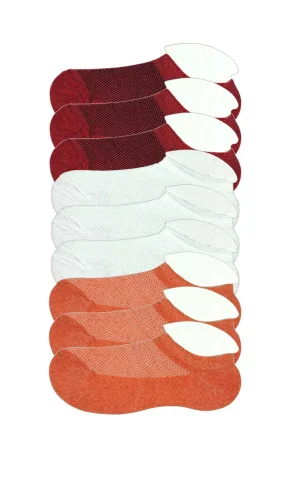 9 Adet Çocuk Sneaker Patik Çorap Bordo Beyaz Turuncu