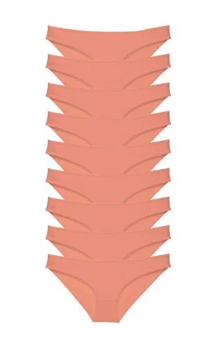 9 adet Süper Eko Set Likralı Kadın Slip Külot Pudra