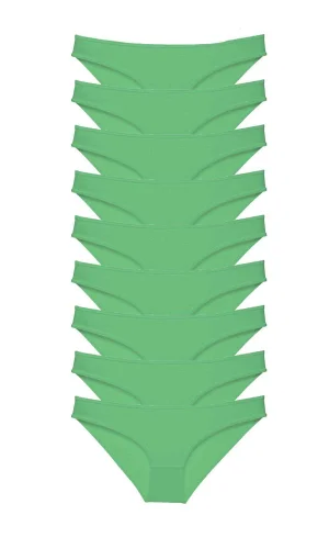 9 adet Süper Eko Set Likralı Kadın Slip Külot Yeşil