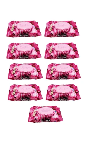 9 Paket Red Rose Islak Havlu Mendil 90 Adet Kapaklı Gül Kokulu