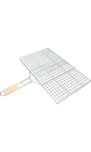 Ahşap Saplı Mangal Izgarası Galvanizli Paslanmaz Kafes Demir 30 x 40 cm