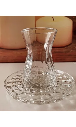 Alin Adela 6lı Cam Çay Tabağı Çay Tabak Altlığı Royaleks-RYG8030