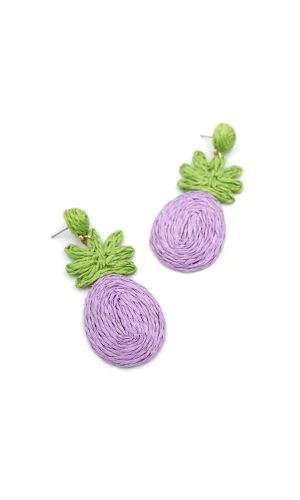 Ananas Hasır Küpe - Mor