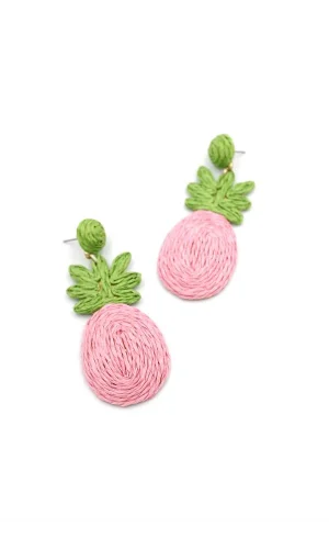 Ananas Hasır Küpe - Pembe