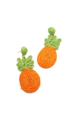 Ananas Hasır Küpe - Turuncu