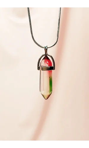 Anyolit 2 Doğal Taşı Zincirli El Yapımı Tasarımlı Kolye Uç: 3,5 cm Zincir: 20 cm Kutulu