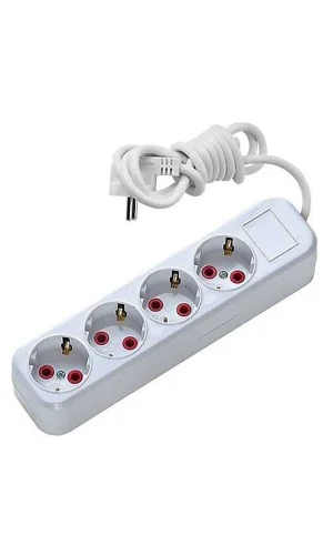 Asel 4 lü 3 metre Topraklı Anahtarlı Priz Ast A403
