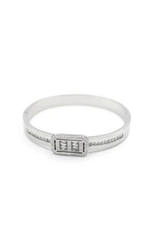 Baget Taşlı Bilezik - Gümüş