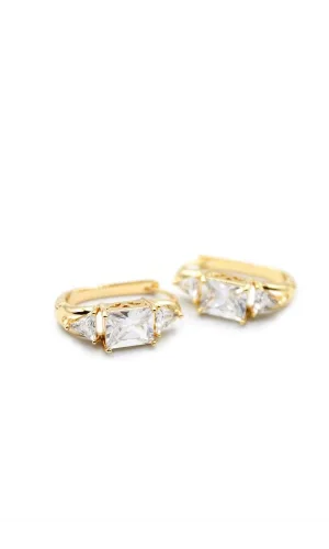 Baget Taşlı Küpe - Altın