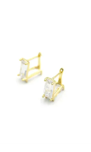 Baget Taşlı Küpe - Altın