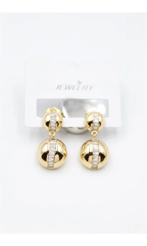 Baget Taşlı Küpe - Altın