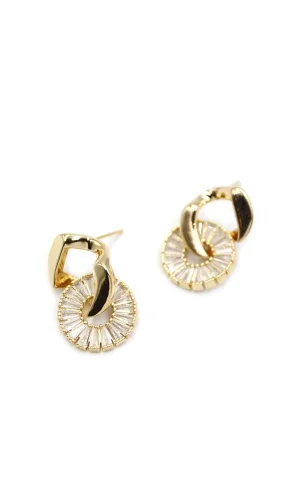 Baget Taşlı Küpe - Altın